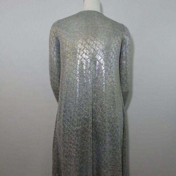New LuLaRoe Elegant Sarah Duster S Gray Gold Silver Triangle Arrow - Picture 5 of 10